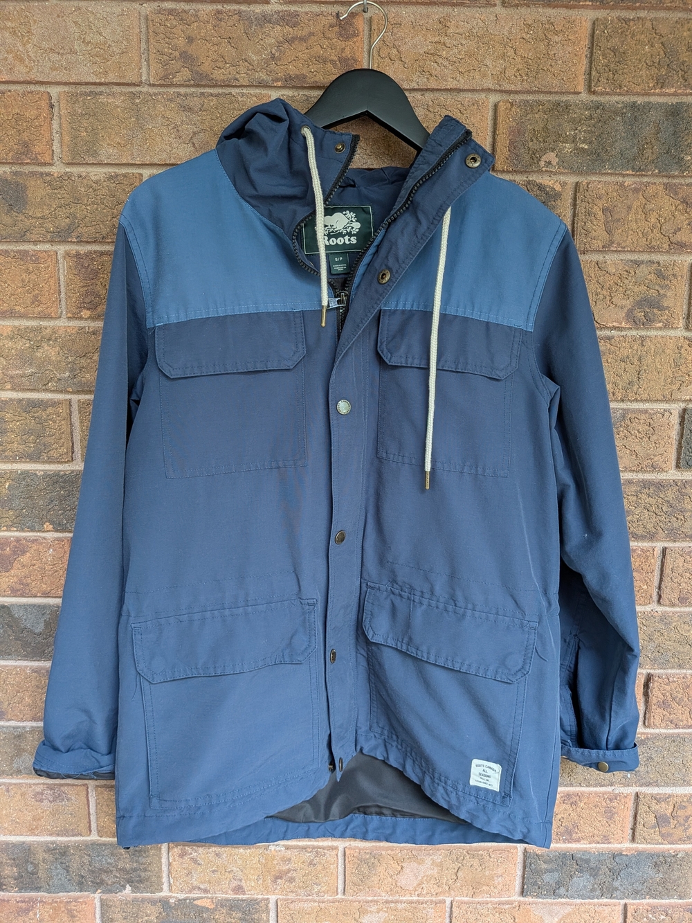 Roots Men's Two-Tone Blue Hooded Field Jacket